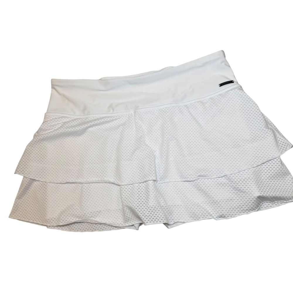 Mondetta White Tiered Mesh Athletic Skort Womens M Tennis Golf Running Skirt